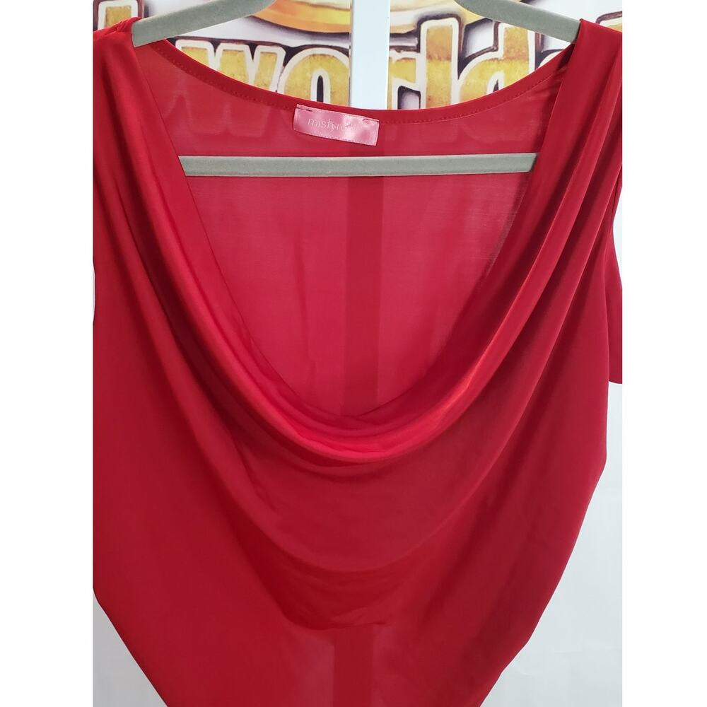 Mistyrose Red Sheer Cowl Neck Sleeveless Crop Top M - Picture 3 of 6